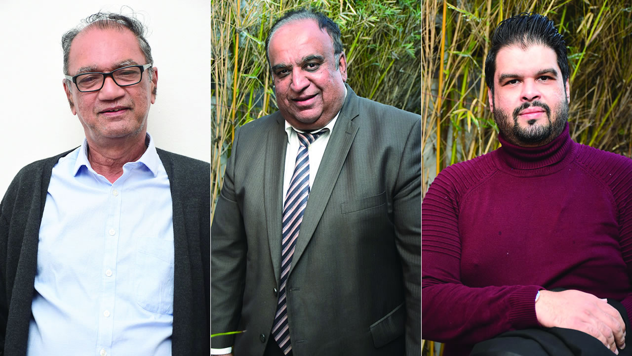 Des invités à l’émission. De g. à dr. Alain Laridon, Rajen Narsinghen et Abdallah Goollamalee. 