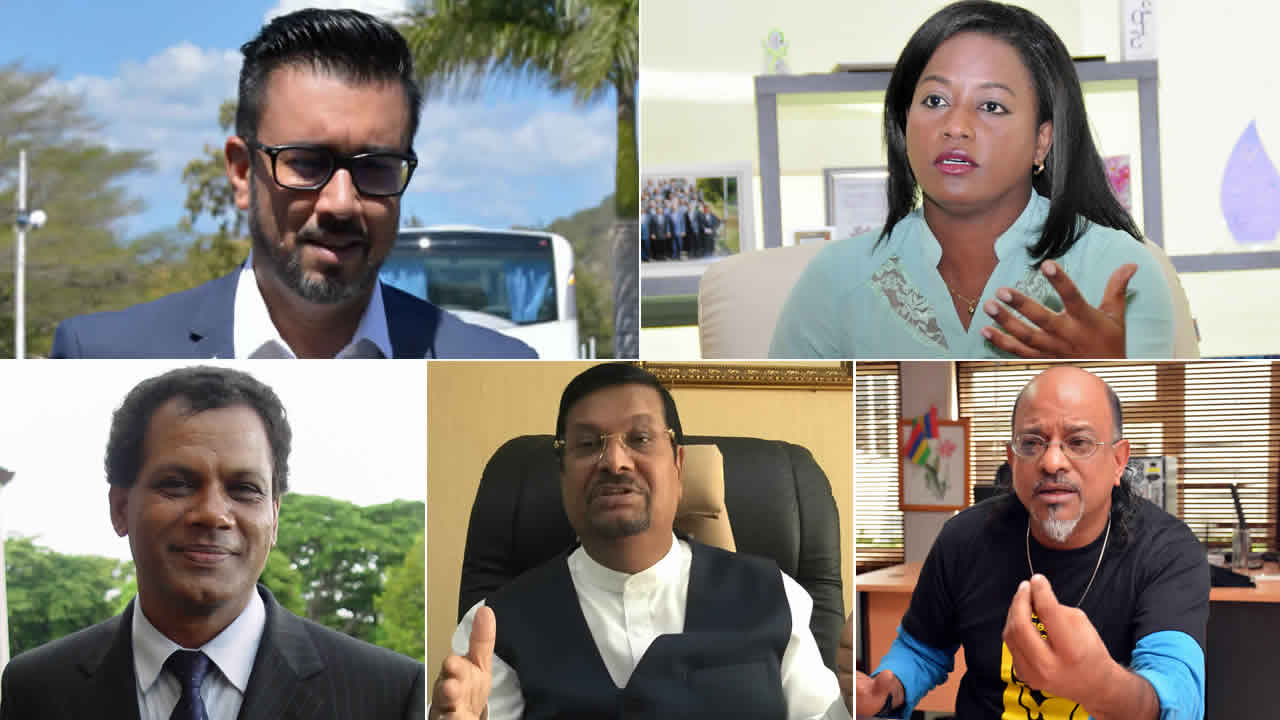 Shakeel Mohamed, Aurore Perraud, Ajay Gunness, Showkutally Soodhun et Ashok Subron.