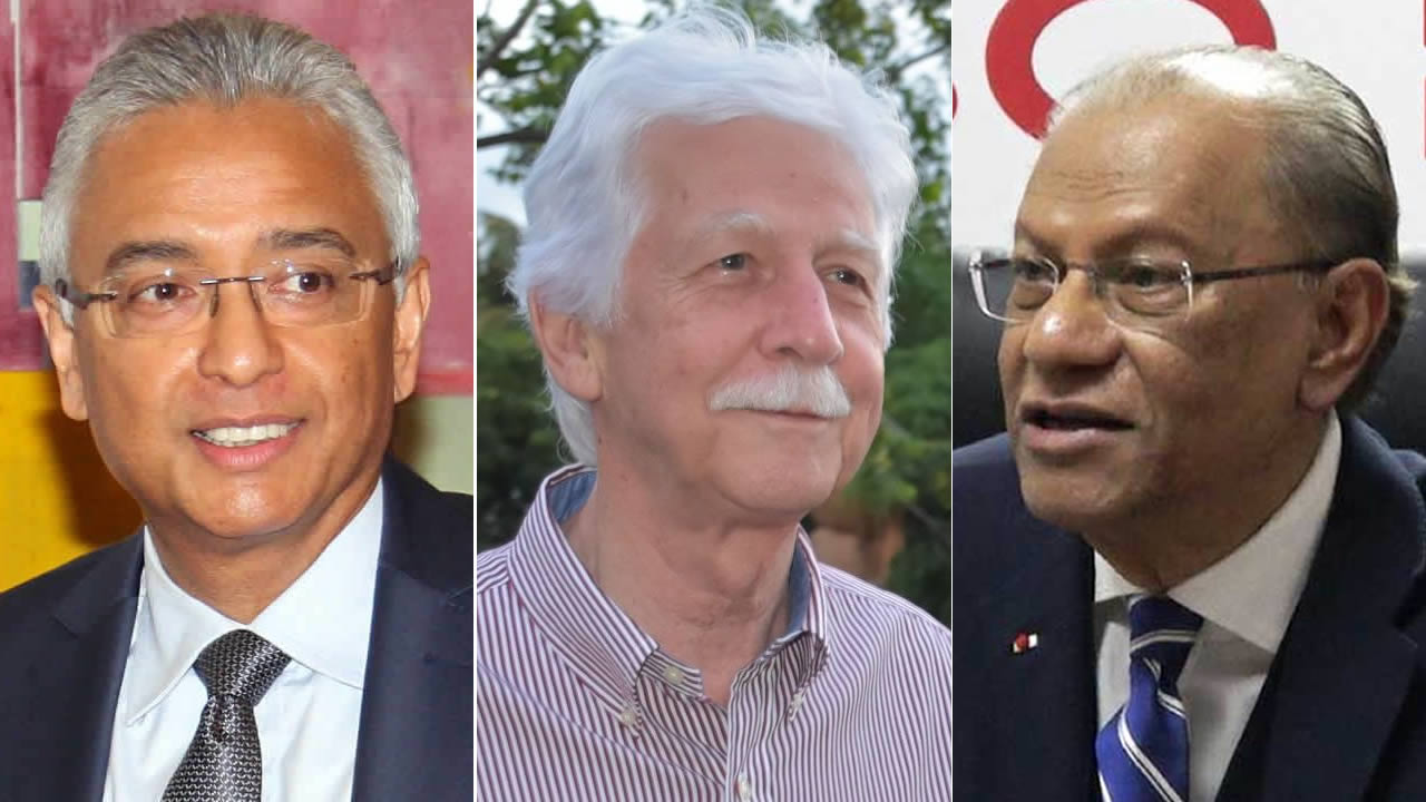 Pravind Jugnauth, Paul Bérenger et Navin Ramgoolam.