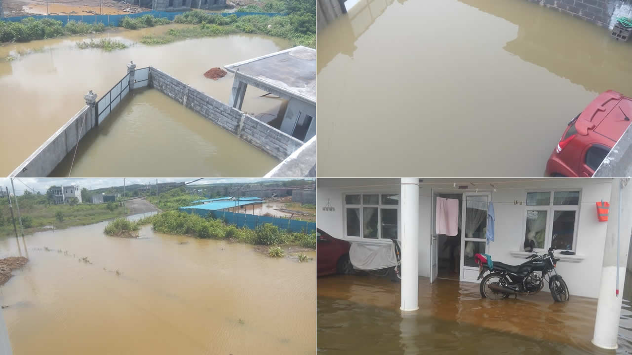 Les pluies diluviennes ont innondé cette maison jusqu’à rendre prisonnière la famille.