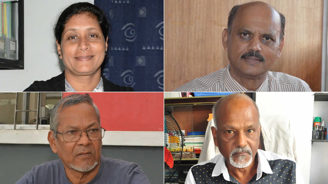 Jane Ragoo, Radhakrishna Sadien, Jack Bizlall et Narendranath Gopee