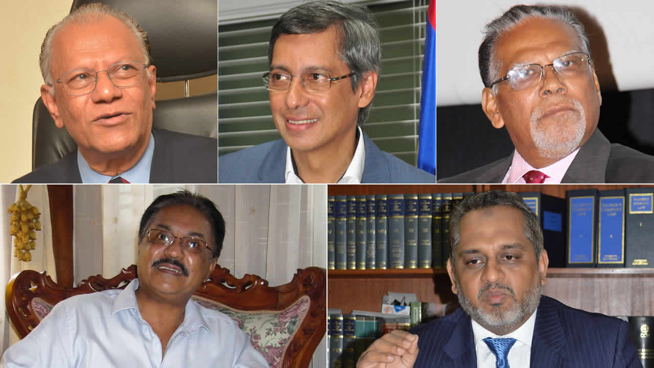 Navin Ramgoolam, Xavier-Luc Duval, Raj Makoond, Raj Meetarbhan et Reza Uteem
