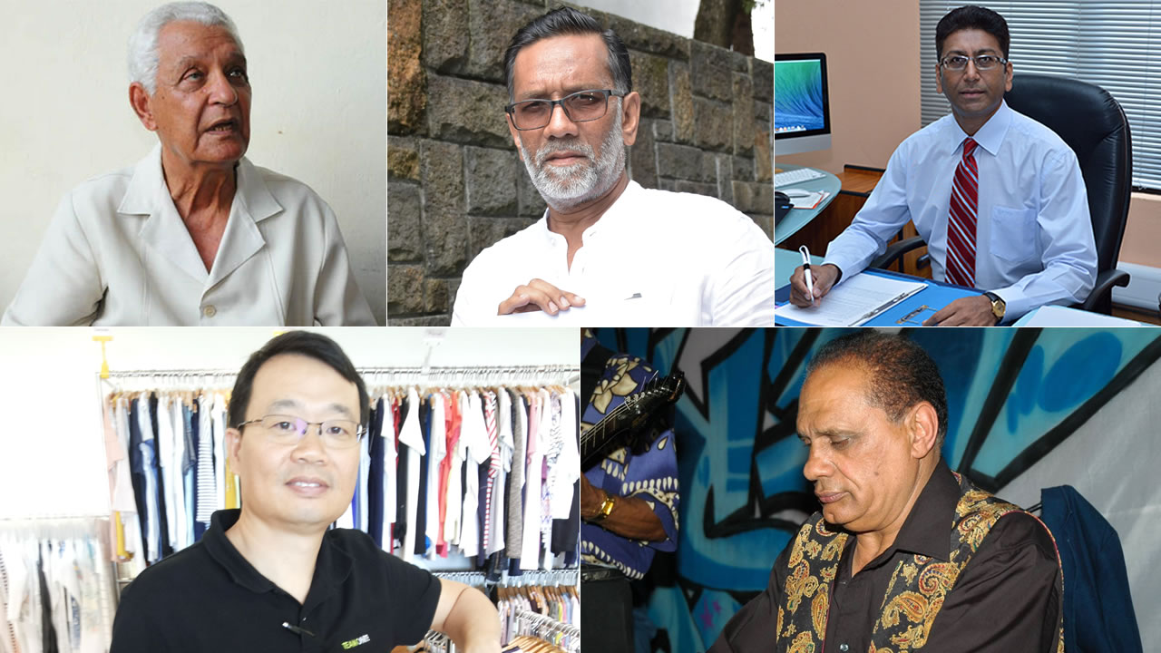 Raymond Rivet, Ali Jookhun, Dhanjay Jhurry, Kendall Tang et Gérard Cimiotti