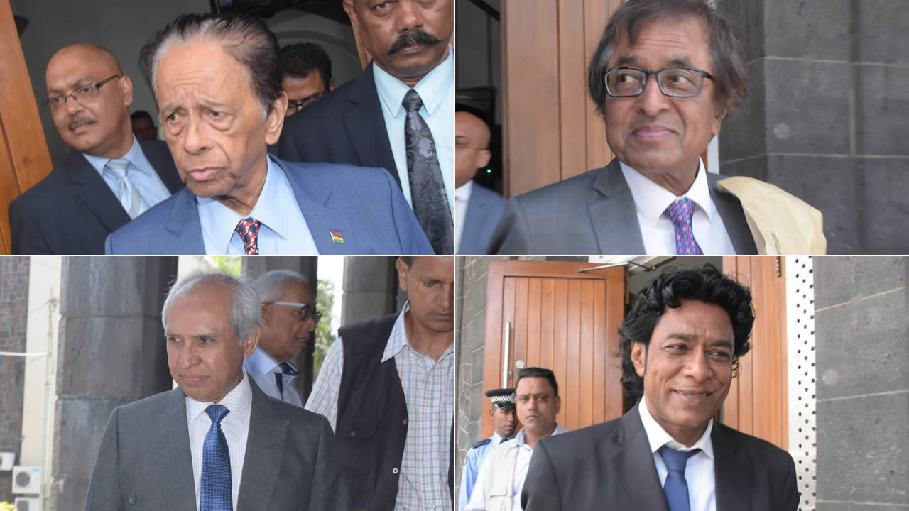 Sir Anerood Jugnauth, Anil Gayan, Anwar Husnoo et Nando Bodha.