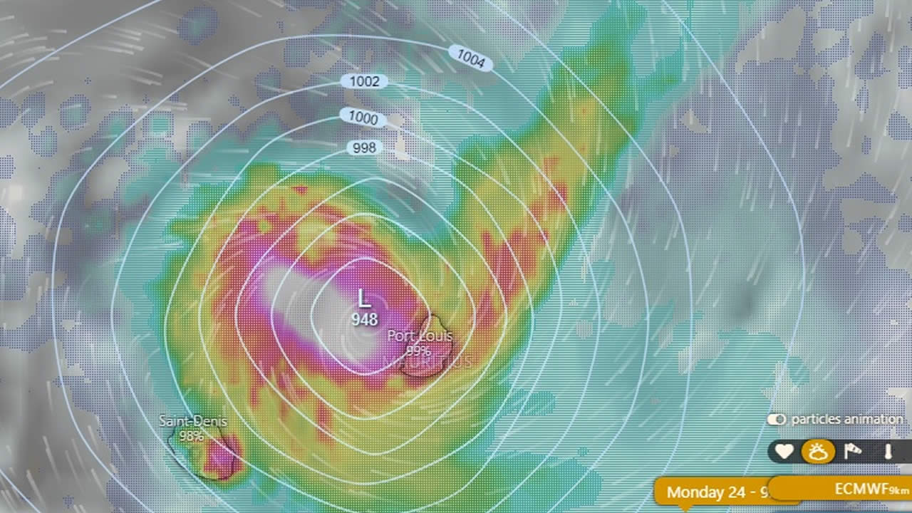Cilida pourrait passer sur Maurice dans la nuit du 24 au 25 décembre. (Source : Windy.com)