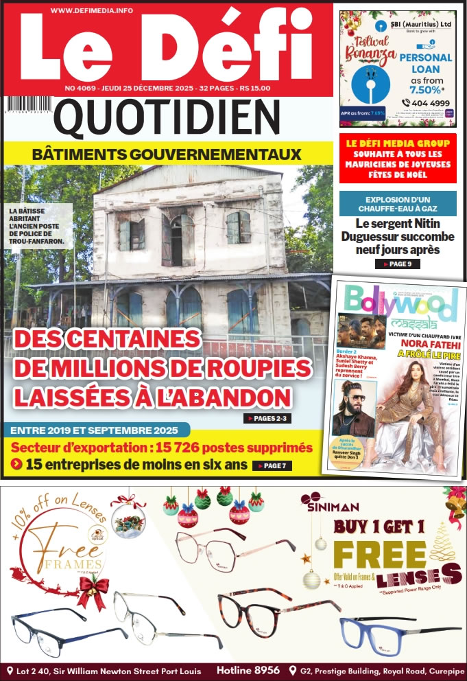 Voici la Une du Defi Quotidien