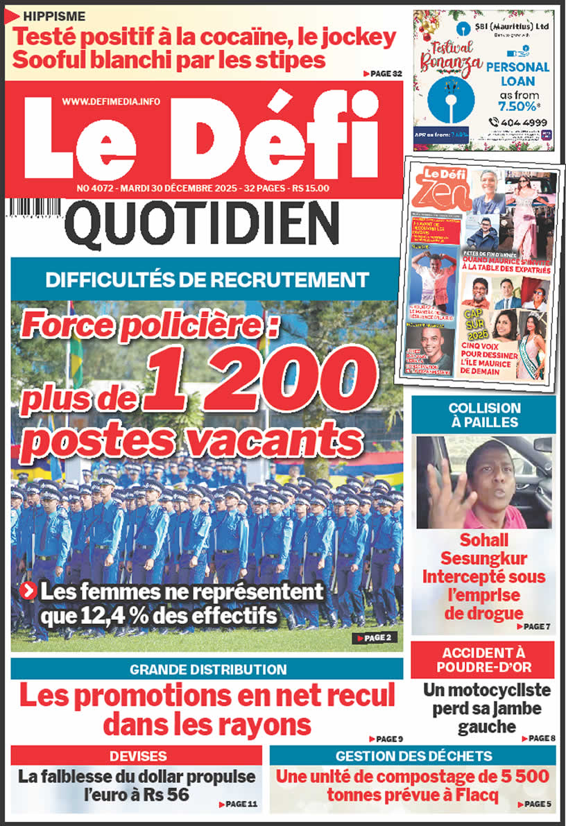 Voici la Une du Defi Quotidien