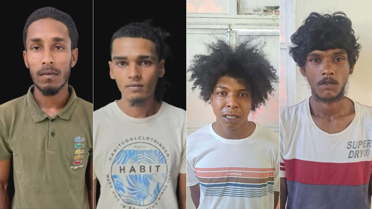 De gauche à droite: Madhav Dauhoo, alias Bobby, Angelo Rivaldo Juliette, Dovesh Shan Dadool et Dylan Zola Juliette