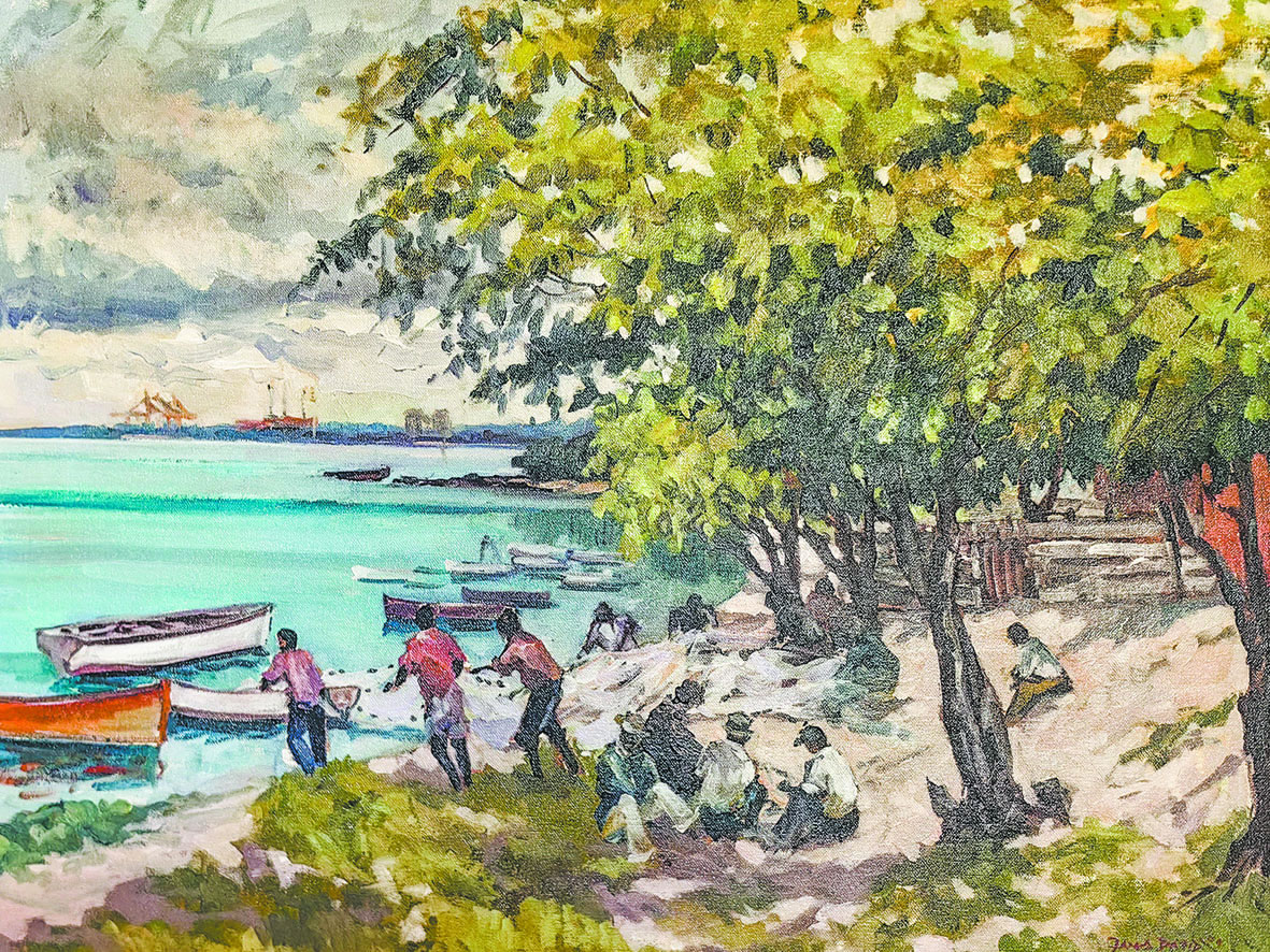 Des pêcheurs préparent leurs filets, tandis que d’autres aident à ouvrir ceux déjà prêts pour la pêche.