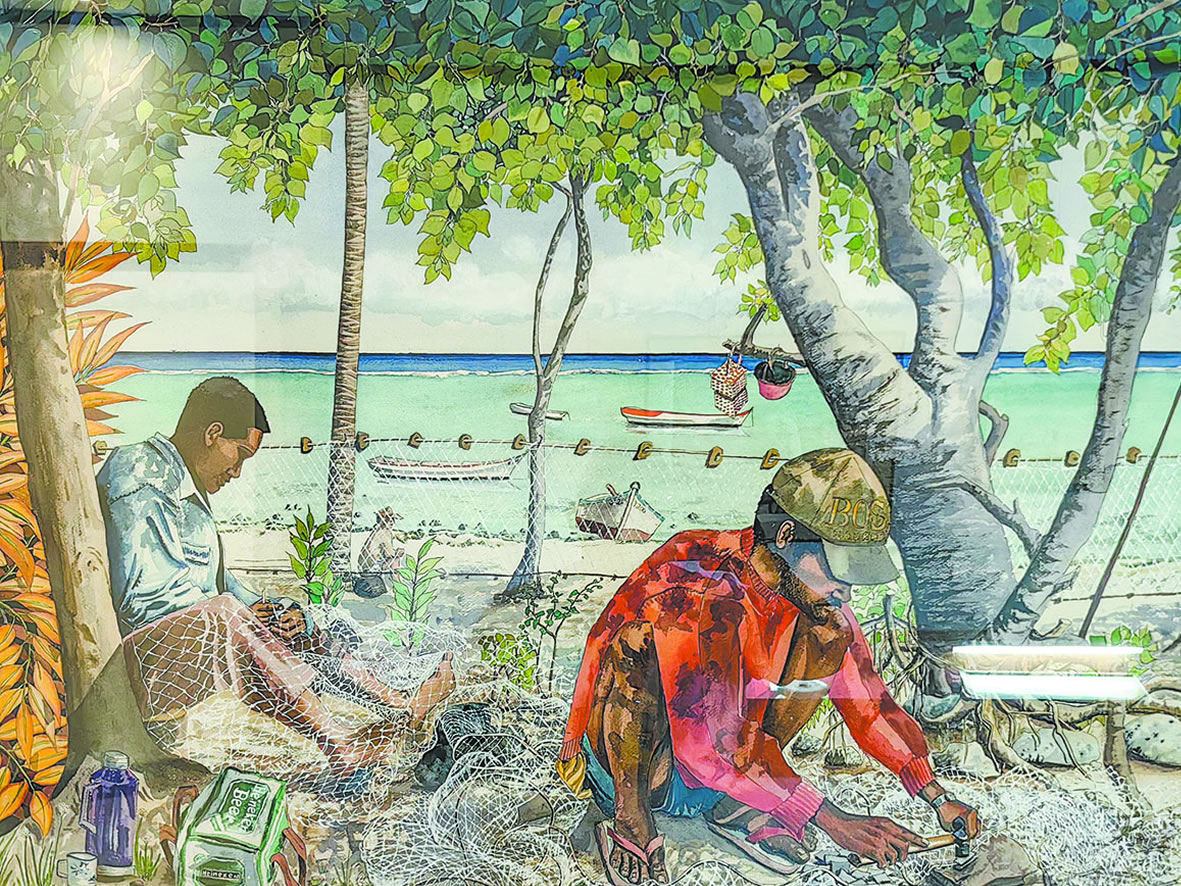 Tressage de filets de pêche à partir de fils spécialement conçus.