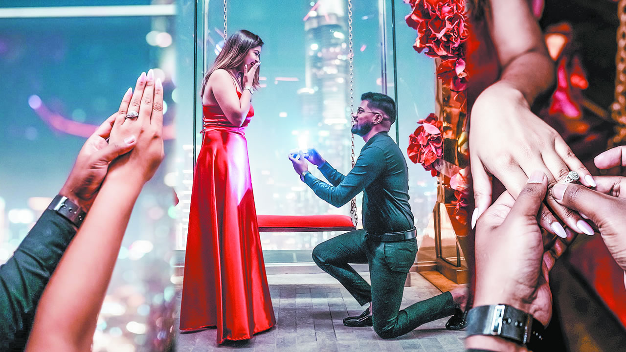 Emran Limbajee a demandé Lovena Botlarrygadoo en mariage l’année dernière, au Burj Khalifa à Dubaï.