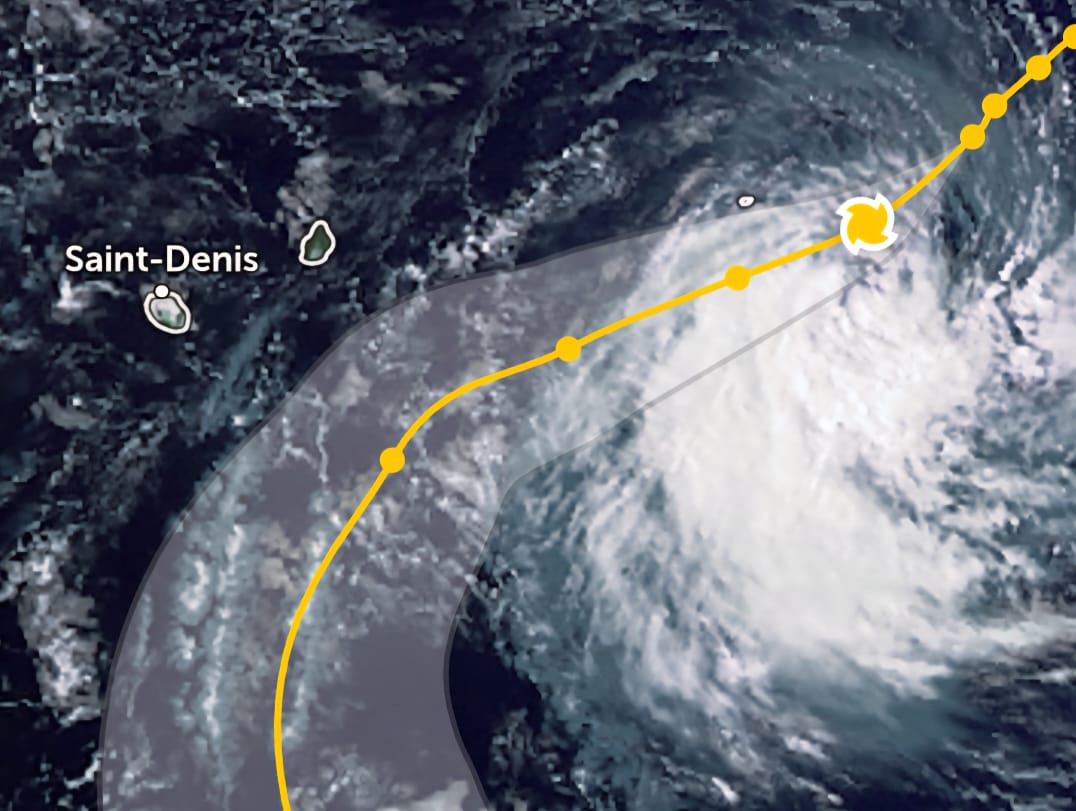 Trajectoire du cyclone Dudzai a16h