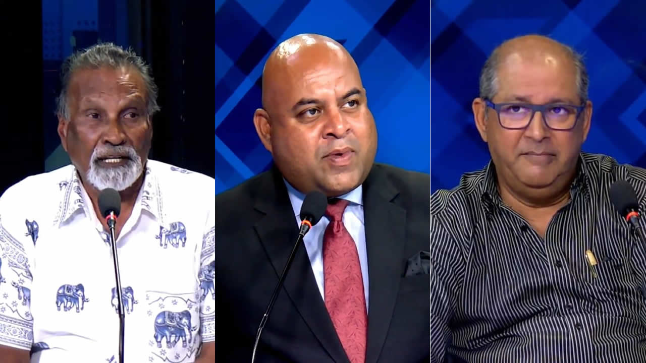 Motee Ramdass,  Neelkanth Dulloo et Bernard Saminaden.