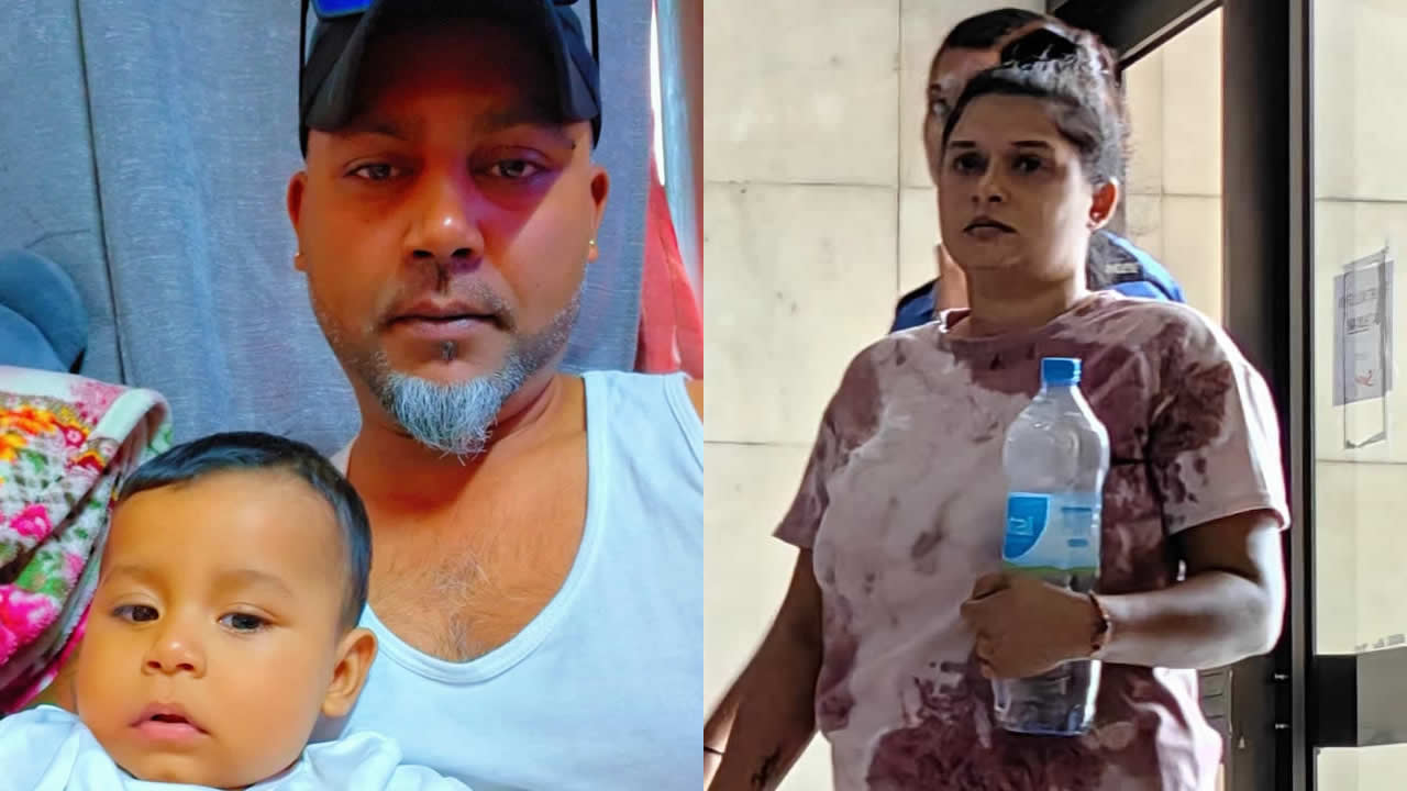 Le petit avec son père. Hema Devi Etwareea, la baby-sitter d’Ahaan, a été traduite devant la justice dimanche. 