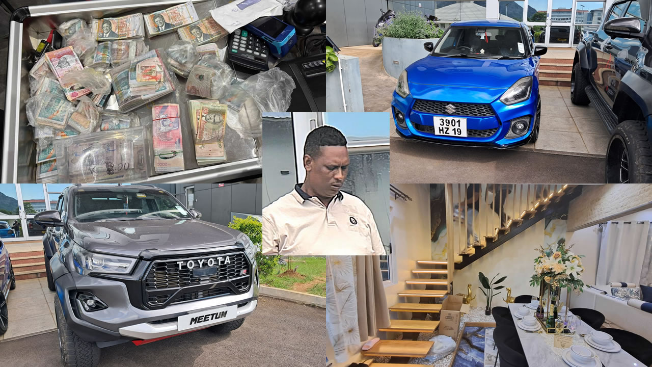 Gino Meetun a construit une maison ultra-luxueuse. La flotte de véhicules de Gino Meetun a impressionné la FCC. Environs Rs 1 M saisi chez Gino Meetun.