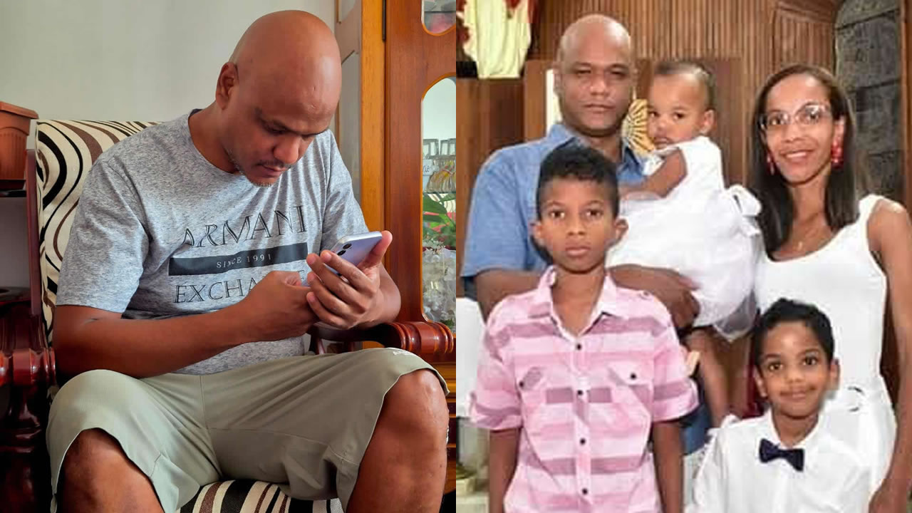 Nathacha et Yannick, entourés de Darren, 14 ans, et d’Emmanuel,  9 ans et de ls petite Nayeli, 4 ans. Son téléphone est devenu un allié quotidien. 