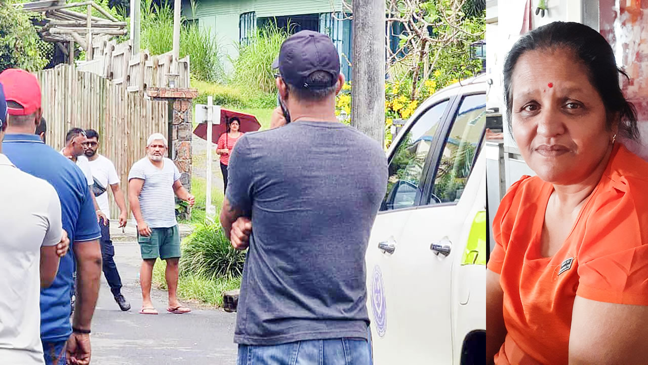 Le suspect sur le lieu du drame. Beedwantee Beeharry aurait été tuée par son fils.