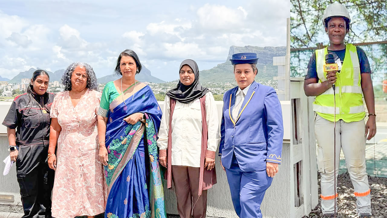 Parcours inspirants : Marie-Sylvanie Lacharmante, Nadine Maniacara, Jyoti Jeetun, Nazahah Bajah et Mila Reekoye Pyaneeandee, des femmes qui brisent les codes. Marie Sharonne Milazar accomplit les mêmes tâches que n’importe quel employé masculin