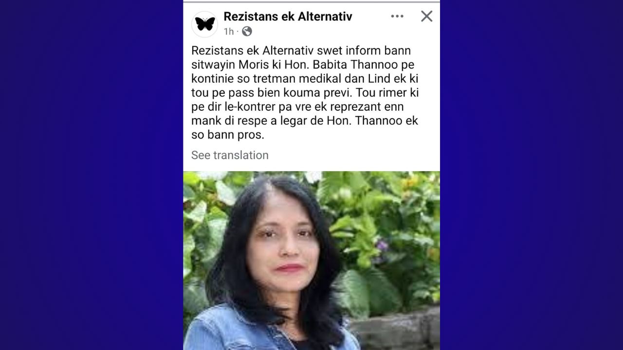 post FB sur Babita Thannoo