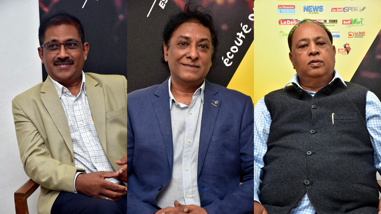 (De g. à dr.) Sen Ramsamy, Dev Sunnasy et Chandan Jankee sur le plateau  d’« Au Coeur de l’Info » hier.