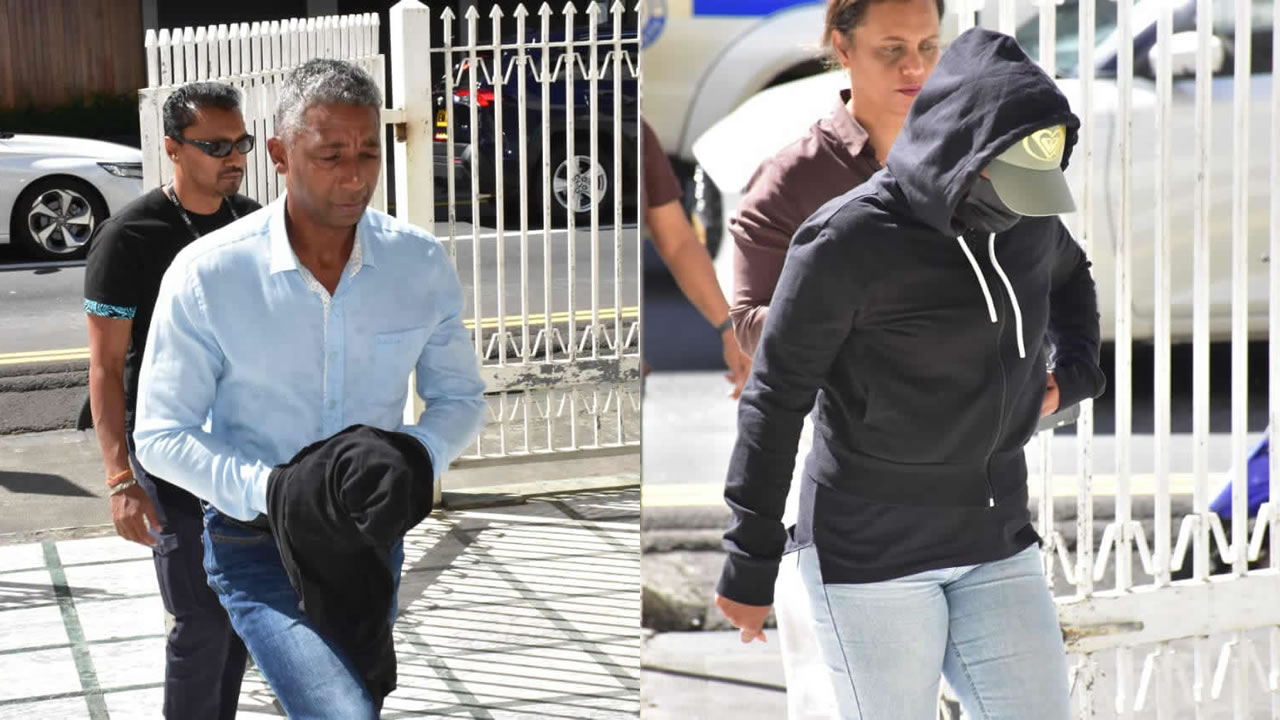 Le sergent,Manoovaloo et la policière Ragoo devant la cour durant le weekend.