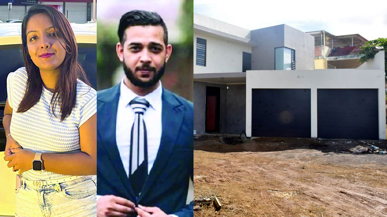 Norvic Salesse  et Manisha Budhoo étaient collègues de travail.  À droite la maison où le drame s’est produit.