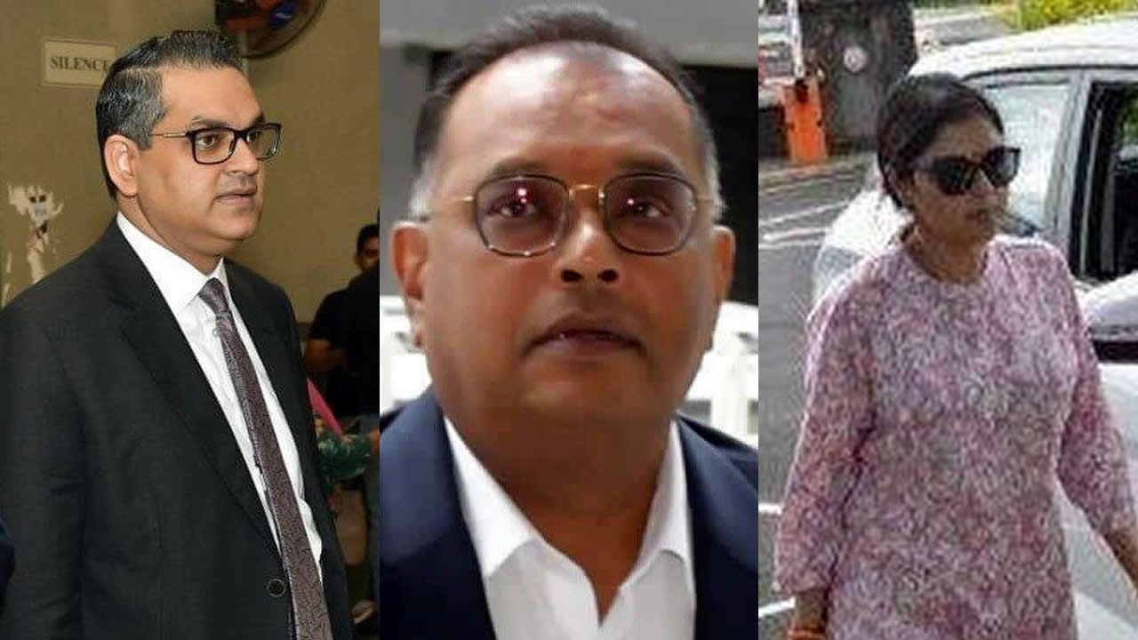 Harvesh Seegolam, ancien gouverneur de la Banque de Maurice. Jitendra Bissessur et Diya Sewraz, respectivement ancien CEO et ex-Company Secretary de la MIC.