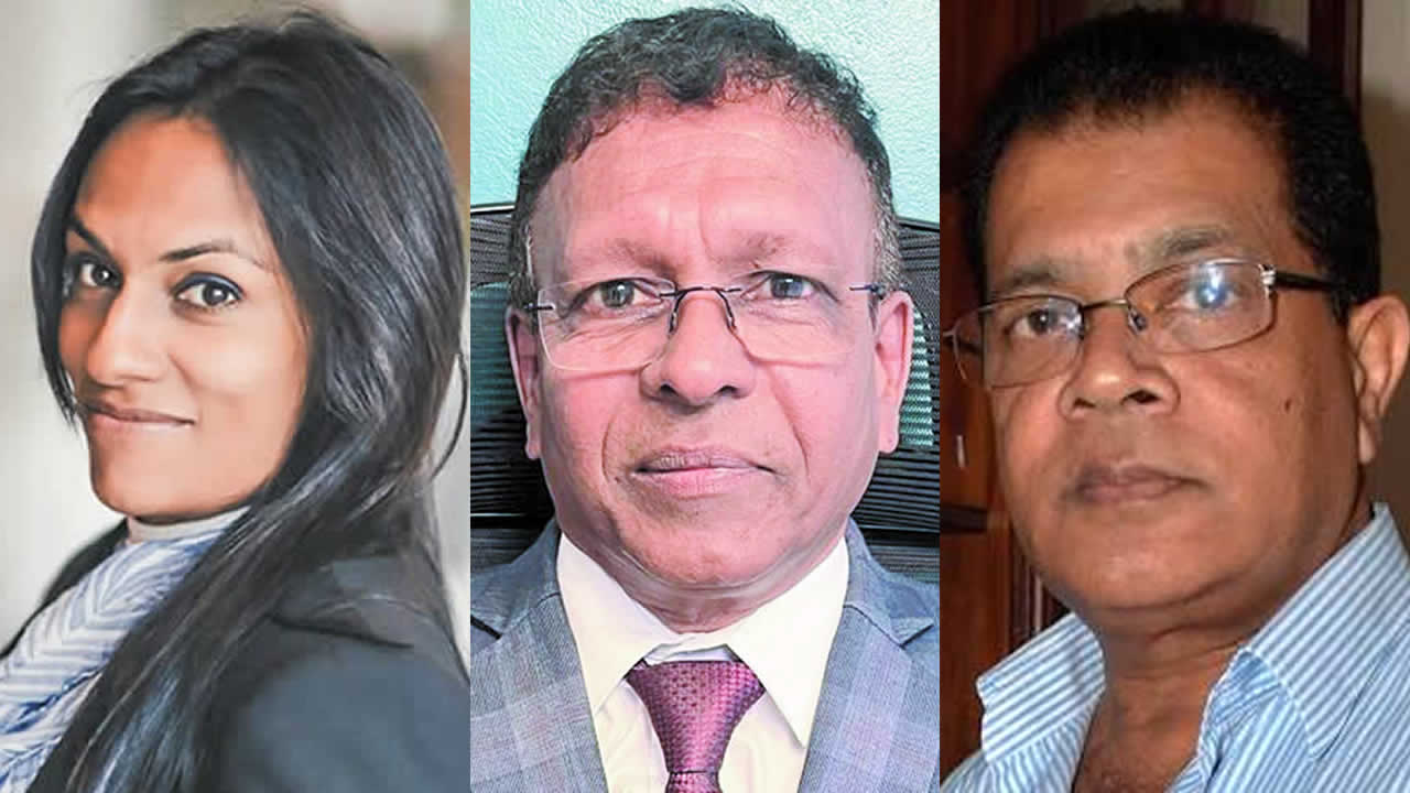 La criminologue Ashitah Rogbeer, Le sociologue Rajen Suntoo et L’avocat Dev Ramano.