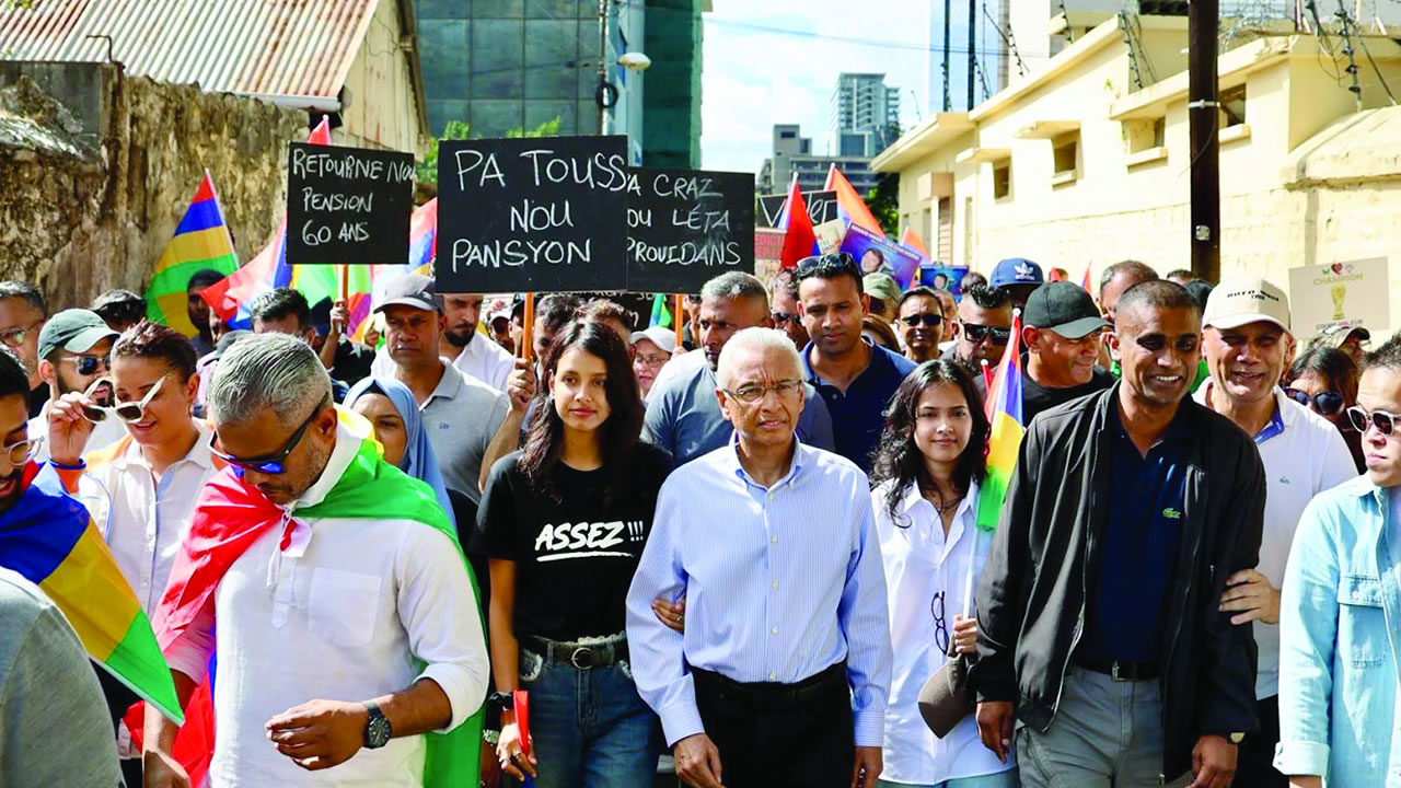 Pravind Jugnauth a participé à la manifestation des syndicats le 11 juillet 2026. 
