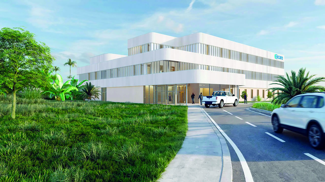 Dessin d’architecte de la clinique C-Care Flacq.