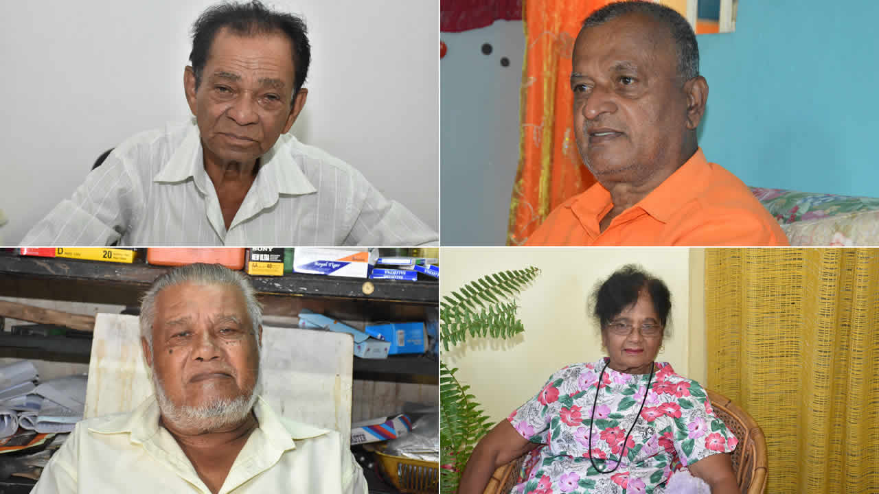 Auguste Follet, Potaya Kuppan, Hassam Khodabux et Elsie Luchmun.