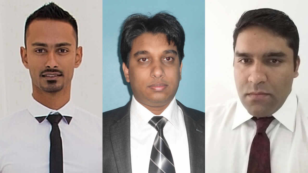 Faizal Sheik Chan, Pratish Sungum et Deelvesh Bunjun.