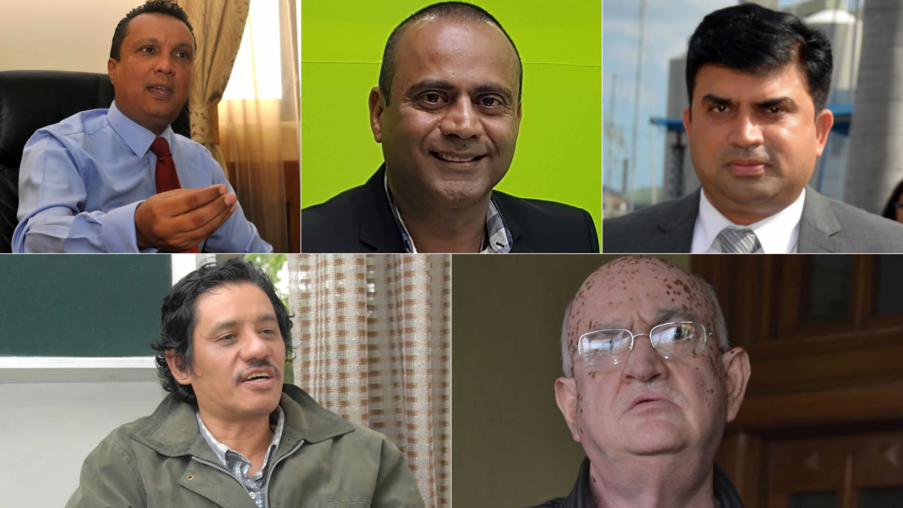 Patrick Assirvaden, Bobby Hurreeram, Dan Baboo, Jocelyn Chan Low et Rajesh Bhagwan.