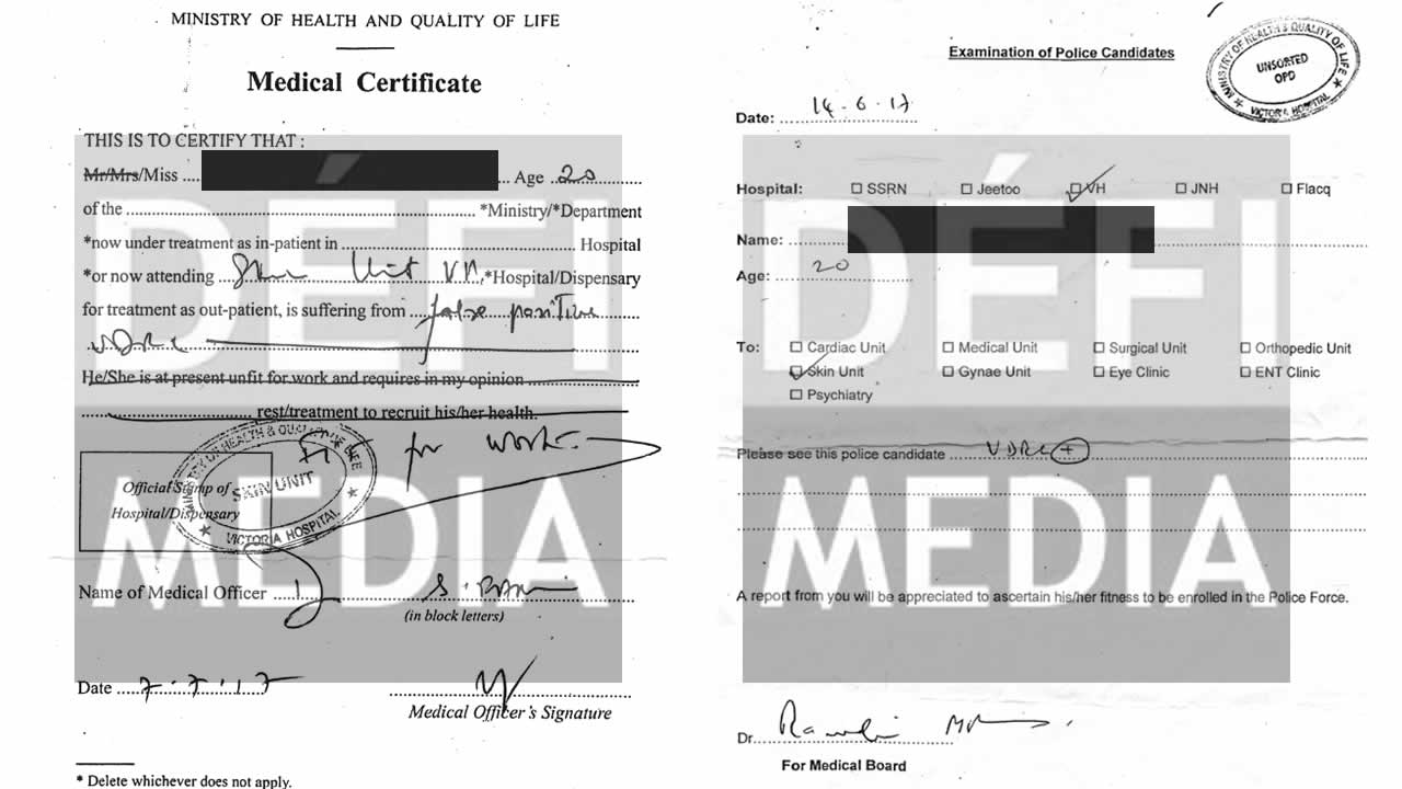 certificat médical de l’hôpital.