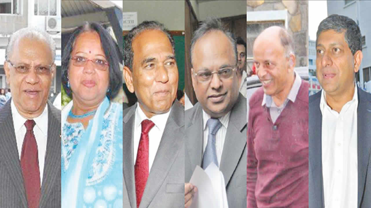 Navin Ramgoolam, Kalindee Bhanji, Anil Bachoo, R. Soomarooah, Reshad Hosany et Veekram Bhunjun