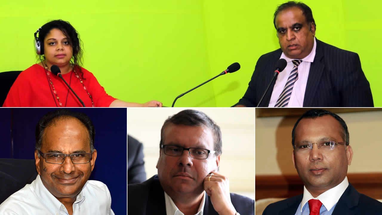 Florence Alexandre, Rajen Narsinghen, Alan Ganoo, Veda Baloomoody et Satish Faugoo.