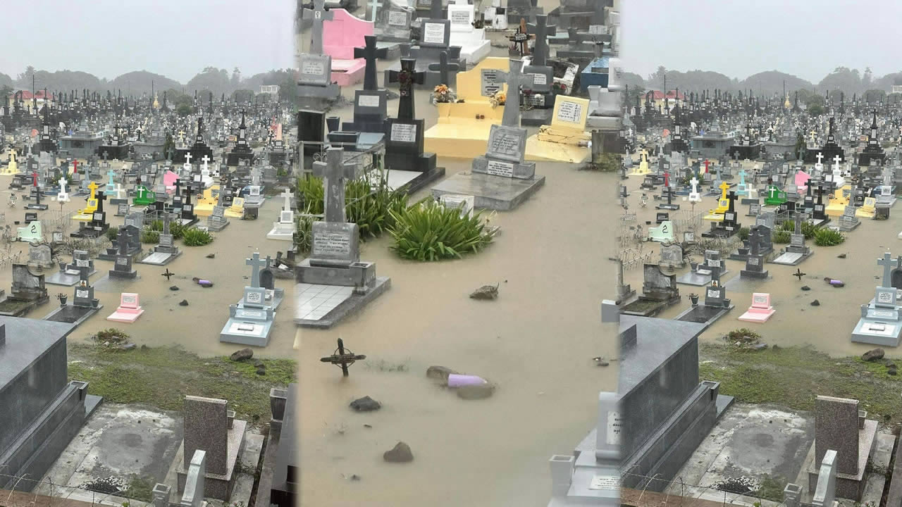 Pluies torrentielles : le cimetière de Cassis inondé