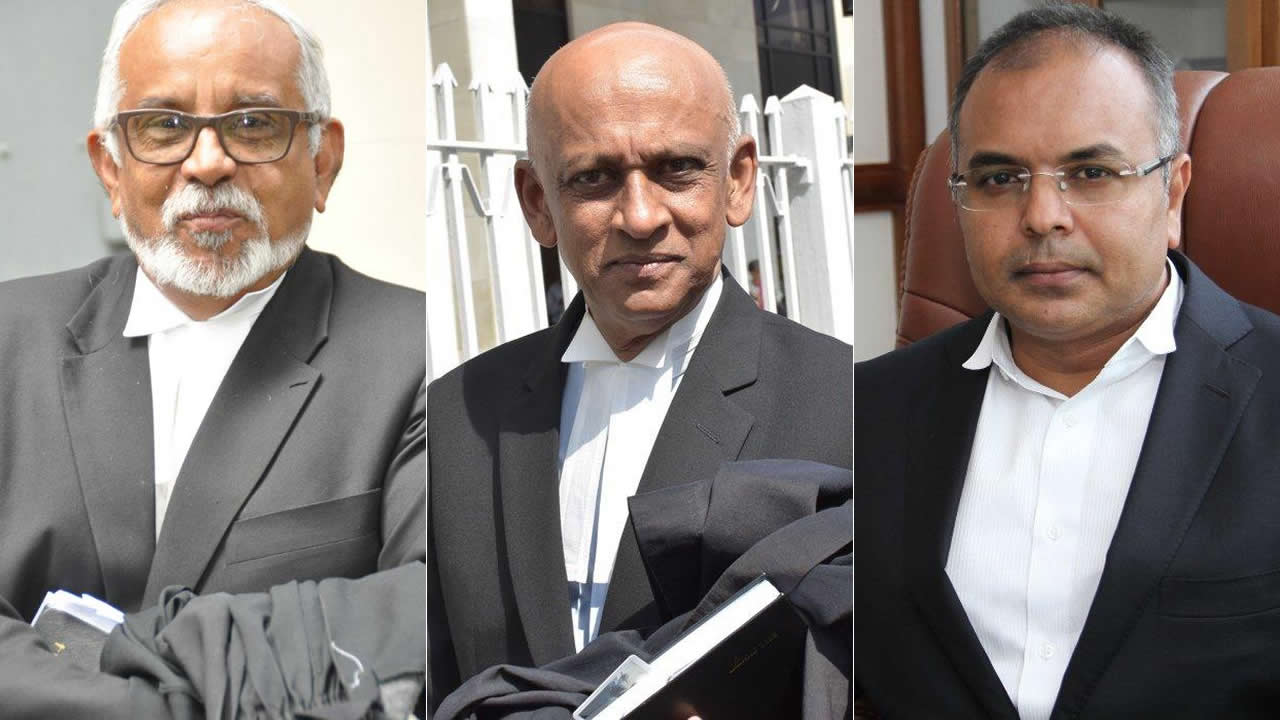 Me Rex Stephen, Me Raouf Gulbul et Me Sanjeev Teeluckdharry.