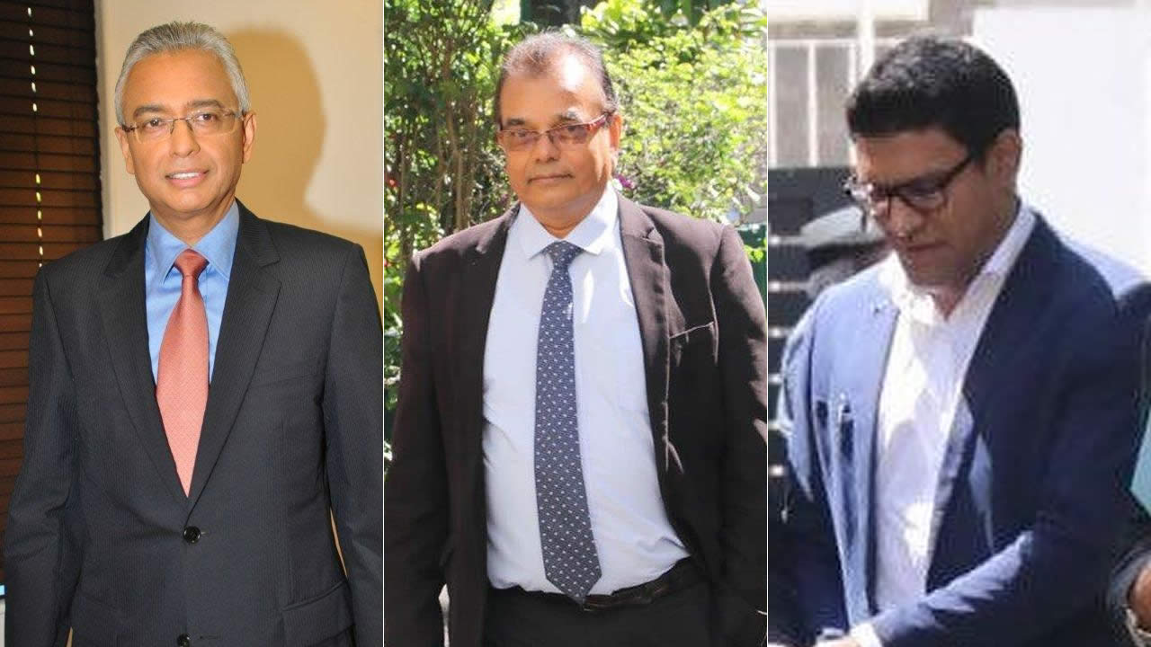 Pravind Kumar Jugnauth, Suren Dayal et Shah Javed Khadarun.