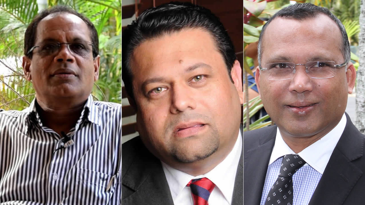 Ajay Gunness, Khushal Lobine et Satish Faugoo.