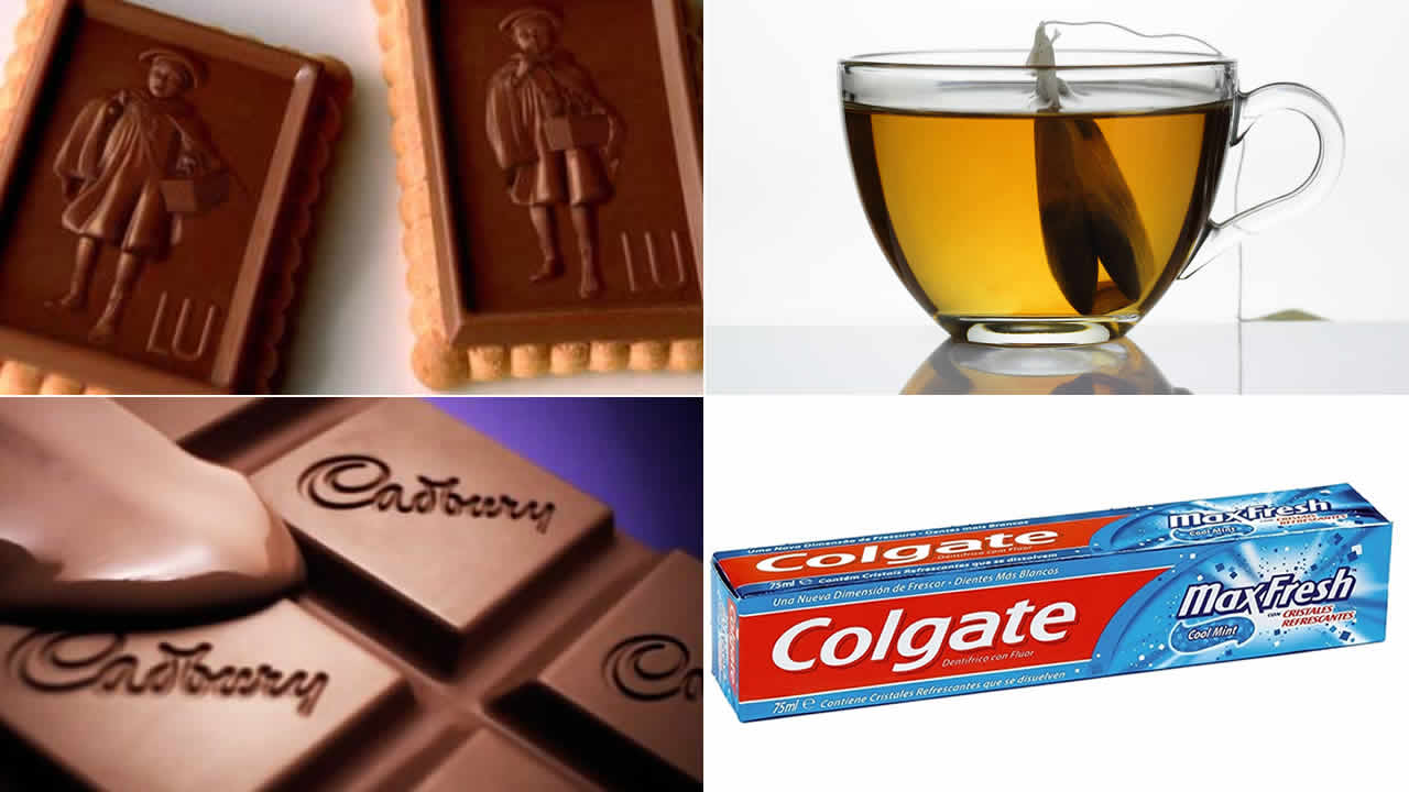 Biscuit, chocolat, dentifrice, thé