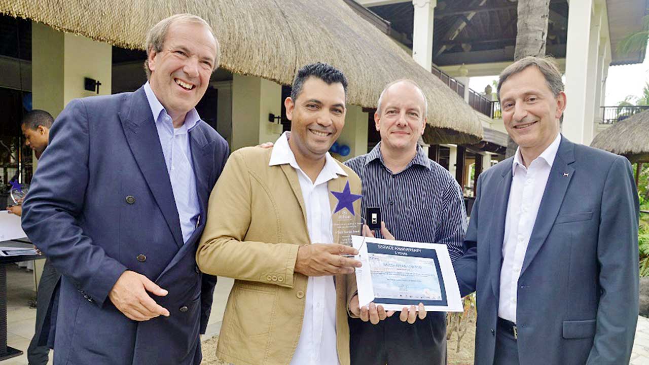 Jan Van der Putten, Vice President Operations of Africa and Indian Ocean, Rajesh Lowtoo, Sous Chef since 5 years, Rodolphe Medard, Executive Chef and Jacques Brune, General Manager.