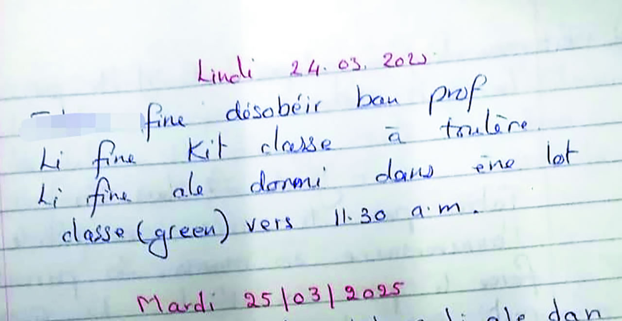 Les commentaires des enseignants sur le comportement de Jérémie.