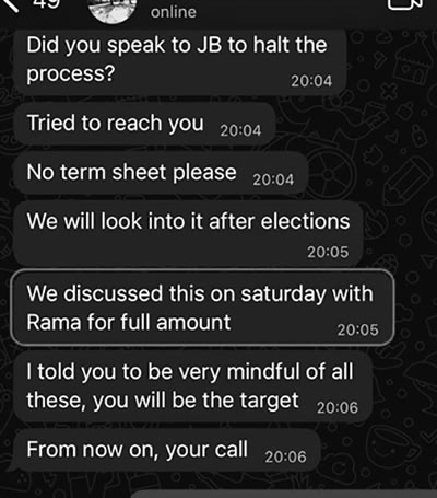 Quelques captures d’écran des échanges. 