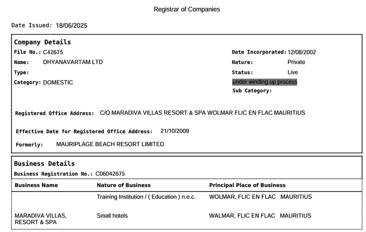 Le document du Registrar of Companies indique que la procédure de liquidation a été entamée.