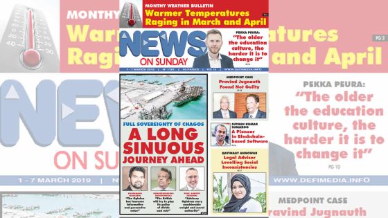 Voici la Une du News on Sunday de ce Vendredi 01 Mars 2019