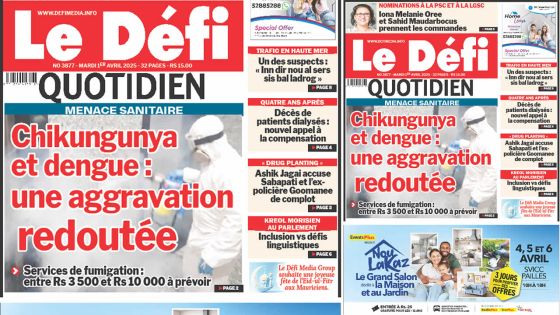 Voici la une du Défi Quotidien de ce Mardi 01 Avril 2025