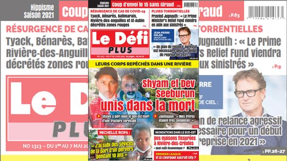 Voici la Une du Défi Plus de ce samedi 01 mai 2021