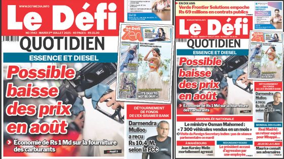 Voici la une du Défi Quotidien de ce Mardi 01 Juillet 2025