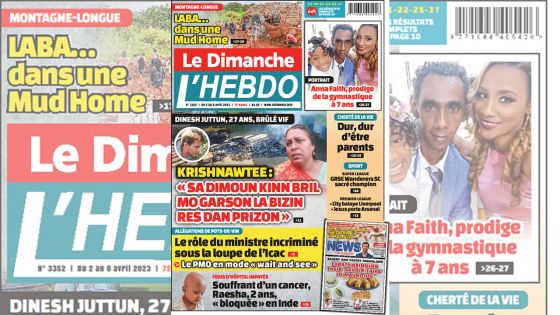 Voici la Une de Le Dimanche/L'Hebdo de ce Dimanche 02 Avril 2023